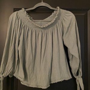 Free People off the shoulder striped green top